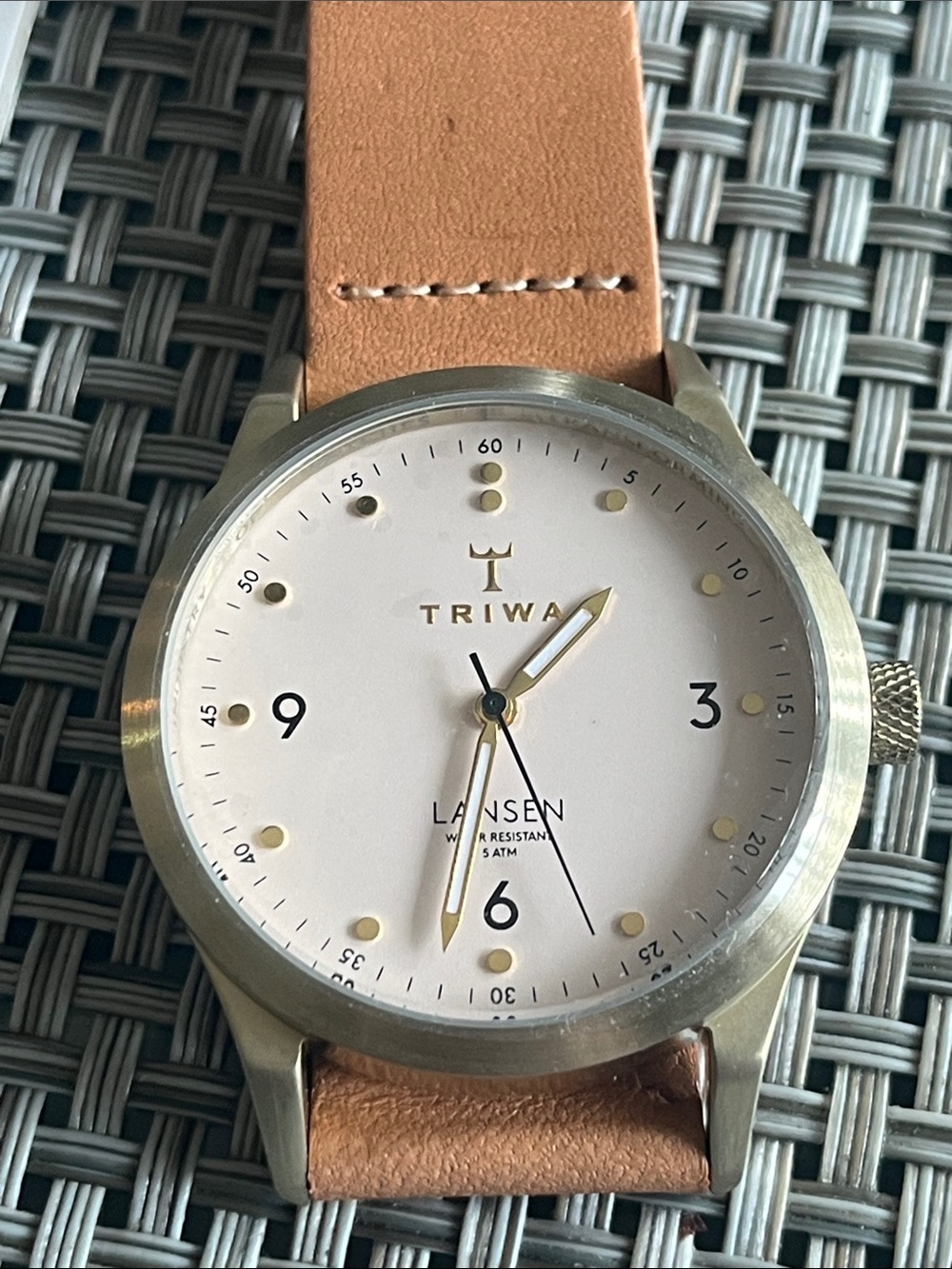 Triwa Lansen Minimalist White Dial Watch with Tan Leather Strap